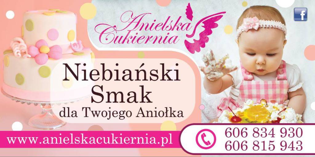 Baner reklamowy Anielskiej Cukierni z Bielska-Białej
